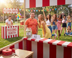 Man at a kissing booth with a line of women, Arouse-Rx unscented pheromone cologne oil for men