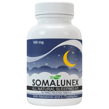 1 bottle of SomaLunex 100mg: Extra Strength Sleeping Pills Timed Release Tablets