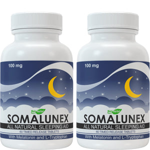2 bottles of SomaLunex 100mg: Extra Strength Sleeping Pills Timed Release Tablets